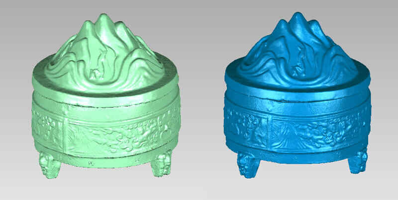 The process of scanning the glazed artifacts with the 3D laser scanner