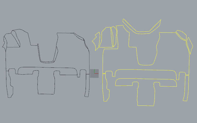 obtain a 2D outline of auto foot mat