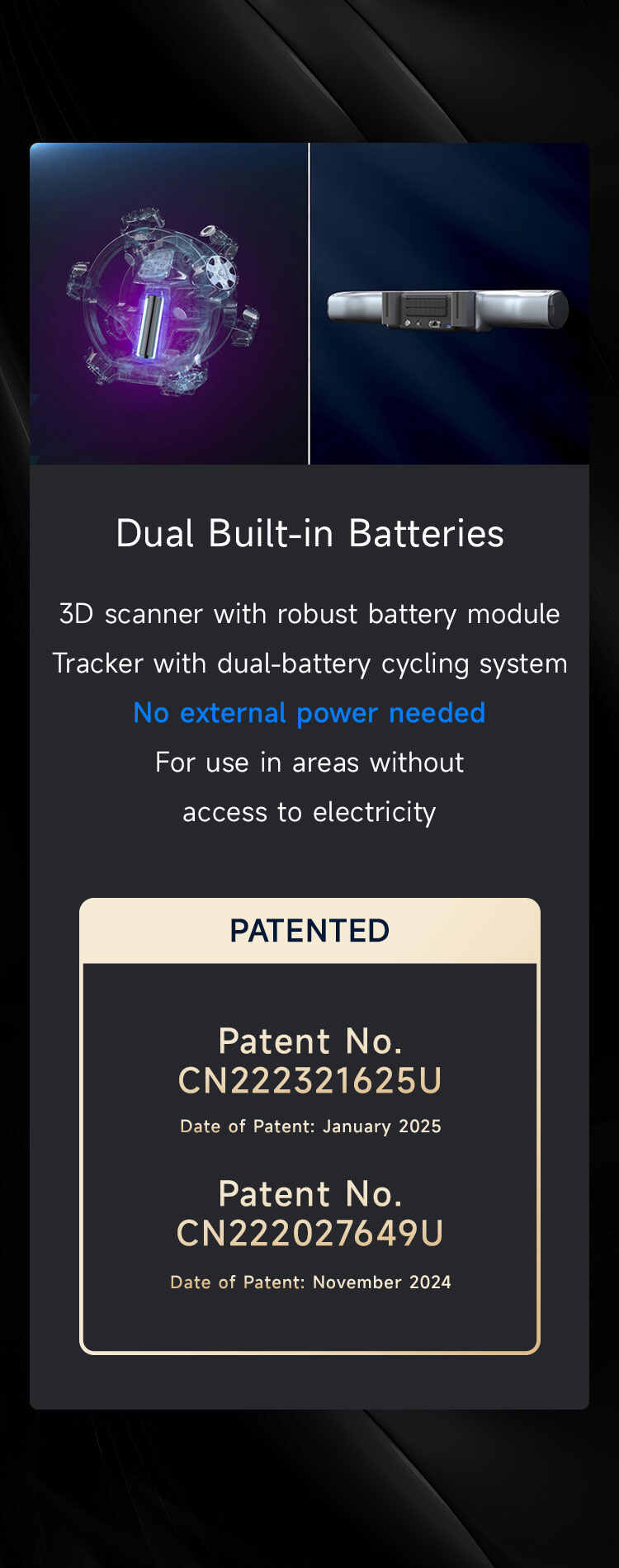 Dual Built-in Batteries